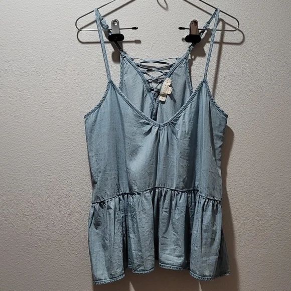 COPY - LOVE STITCH TANK TOP CRISS CROSS SLEEVELESS HIGH NECK BLUE WOMENS MEDIUM… - Picture 11 of 12